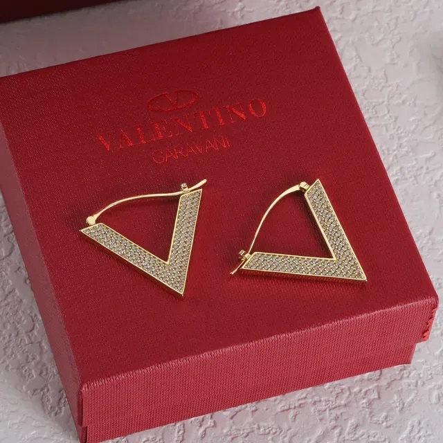 Valentino VLogo Pavé Crystal সোনা এবং রূপার হুপ ইয়ারিংস 6
