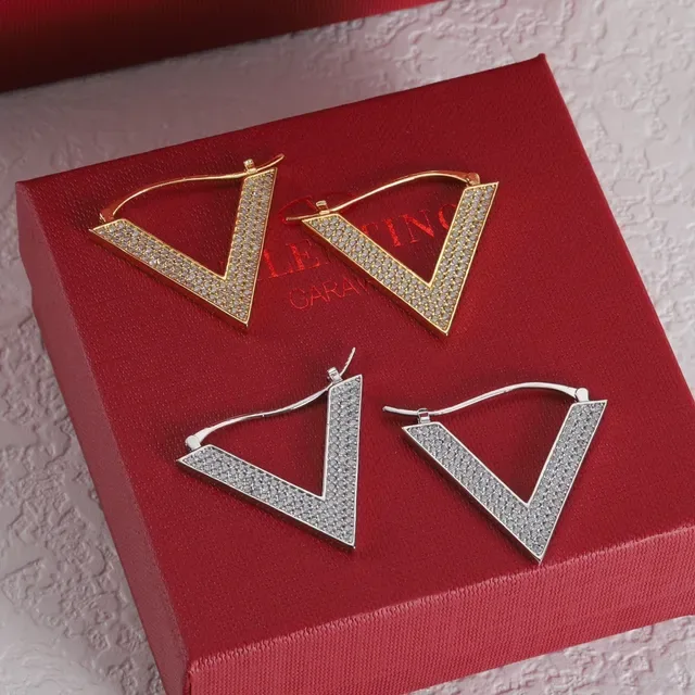 Valentino VLogo Pavé Crystal সোনা এবং রূপার হুপ ইয়ারিংস 7