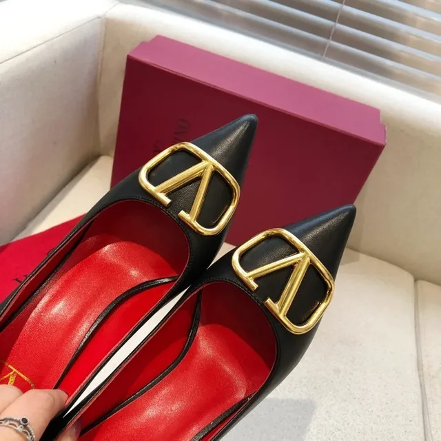 Valentino VLTN Black Red Pointed-Toe Heel Stiletto 6