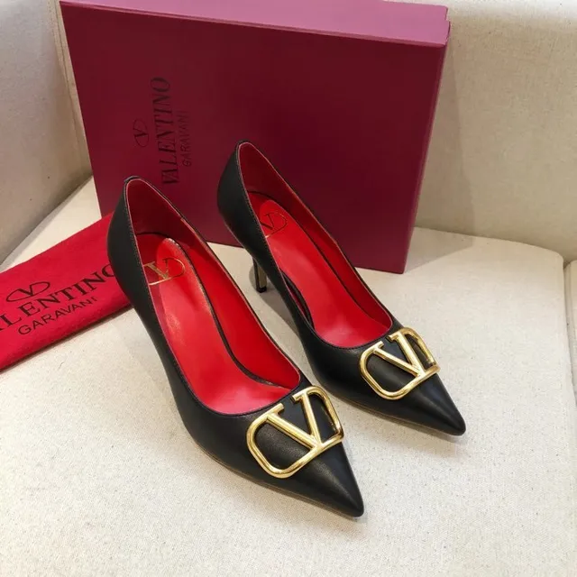 Valentino VLTN Black Red Pointed-Toe Heel Stiletto 7