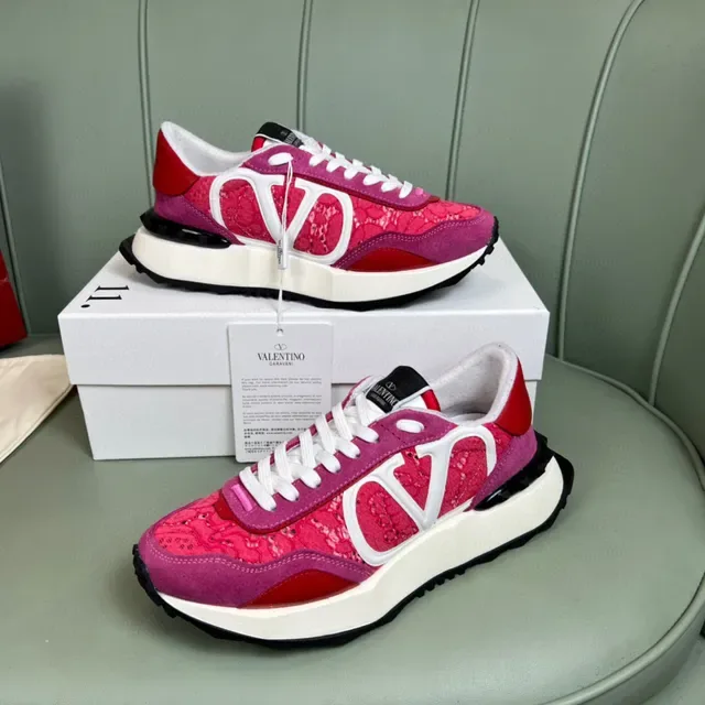 Valentino VLTN Runner 粉红和红色 系带厚底运动鞋 7
