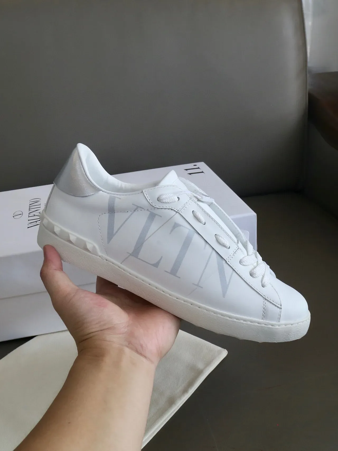 Valentino VLTN White Silver Logo Lifestyle Sneakers 3