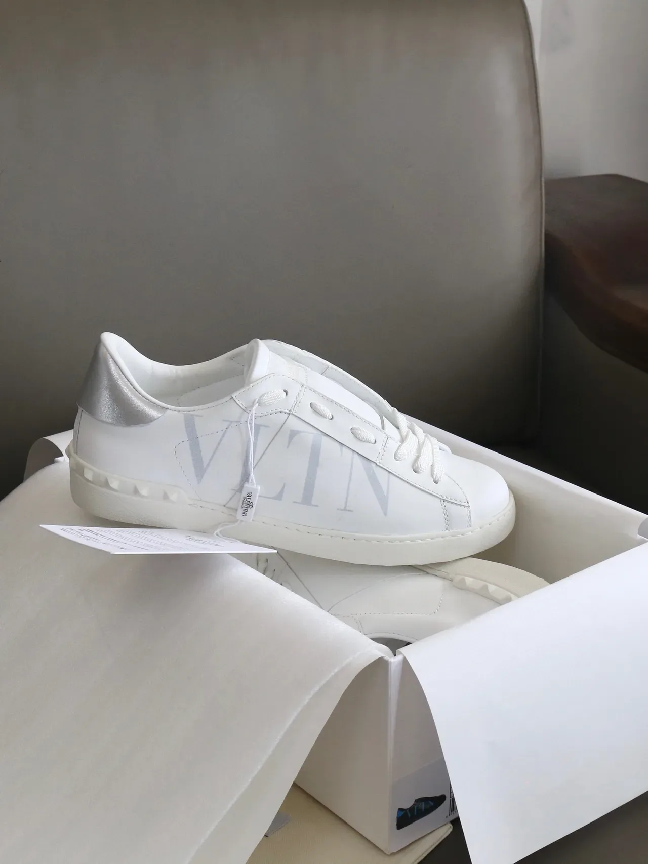 Valentino VLTN White Silver Logo Lifestyle Sneakers 4