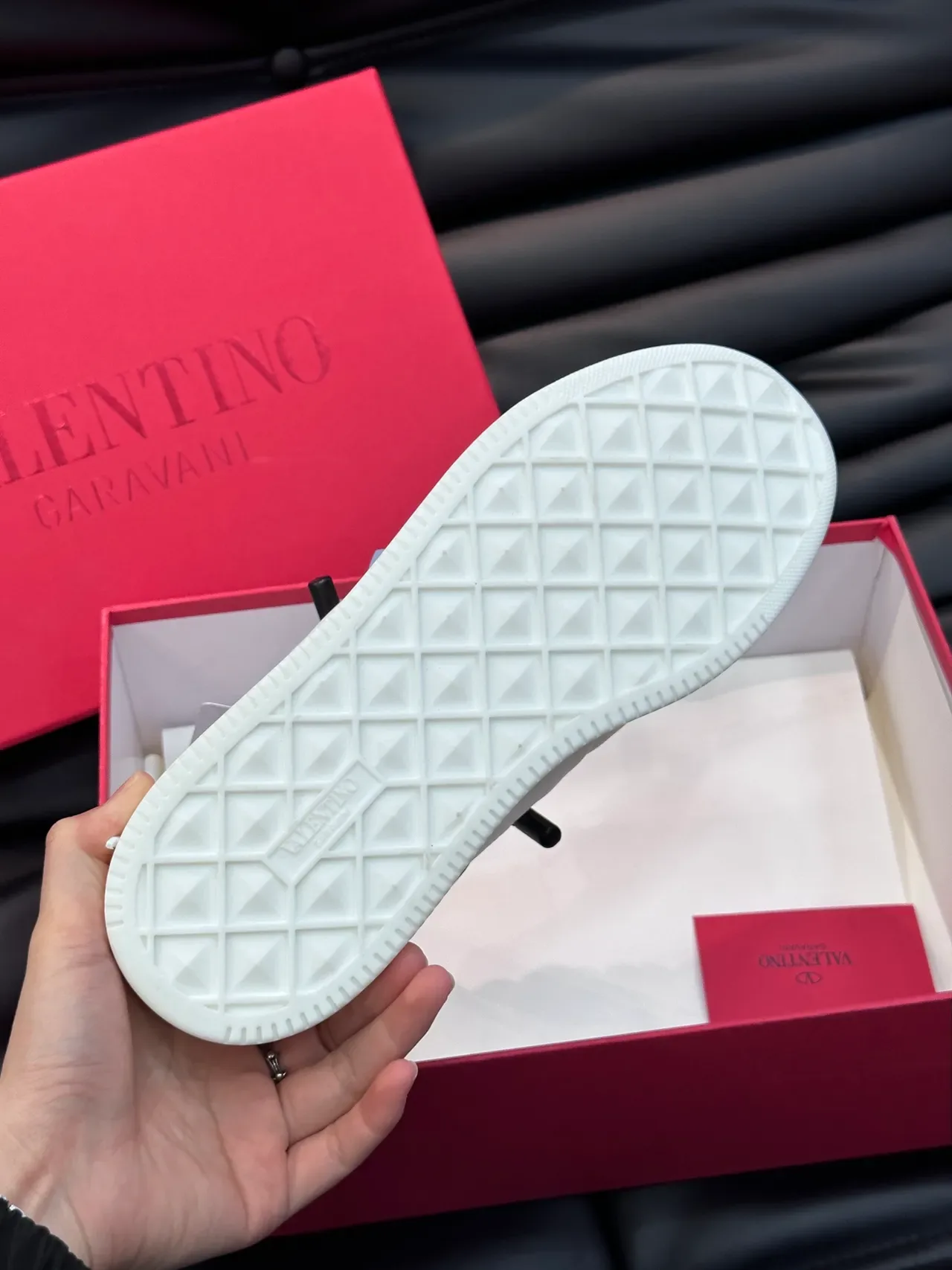 Valentino White Blue Leather Upper Light Perforated Side Panel Lifestyle Sneakers 2
