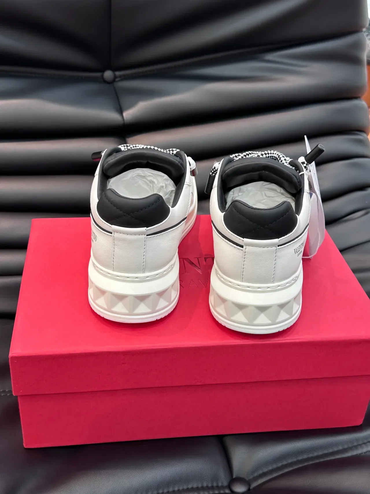 Valentino White Blue Leather Upper Light Perforated Side Panel Lifestyle Sneakers 3