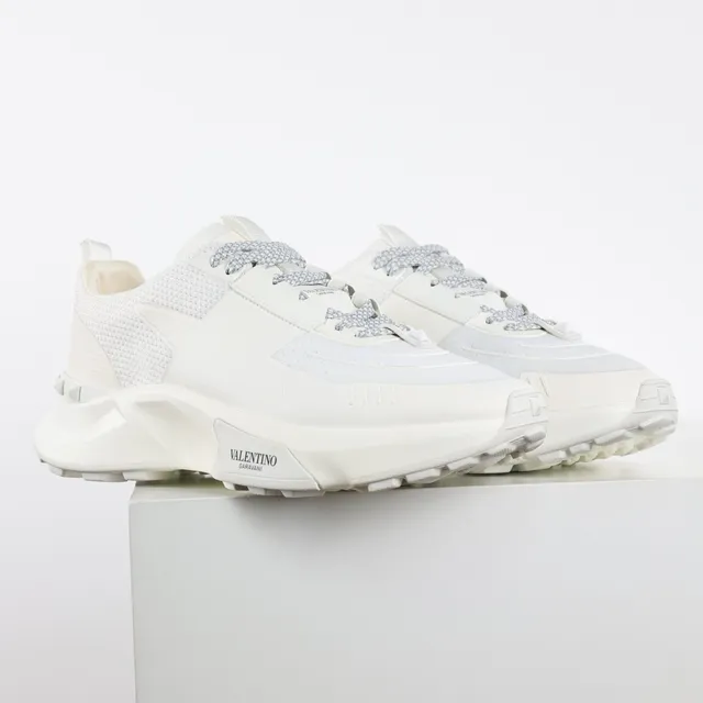 Valentino Sapatilhas Chunky Brancas Cinza Monocromáticas Sola Esculpida 3