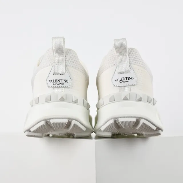 Valentino Sapatilhas Chunky Brancas Cinza Monocromáticas Sola Esculpida 8