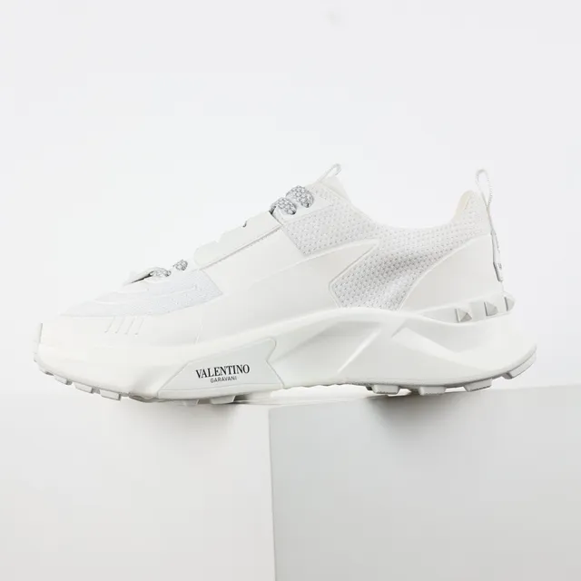 Valentino Sapatilhas Chunky Brancas Cinza Monocromáticas Sola Esculpida 9