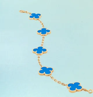 Van Cleef & Arpels Alhambra পাঁচ মোটিফ নীল এনামেল সোনার ব্রেসলেট 7