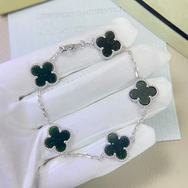 Van Cleef & Arpels Alhambra Black Stone Gold and Silver Tone Chain Bracelets 2