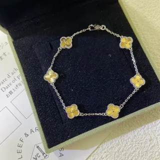 Van Cleef & Arpels Alhambra Five Motif Gold and Silver Bracelet