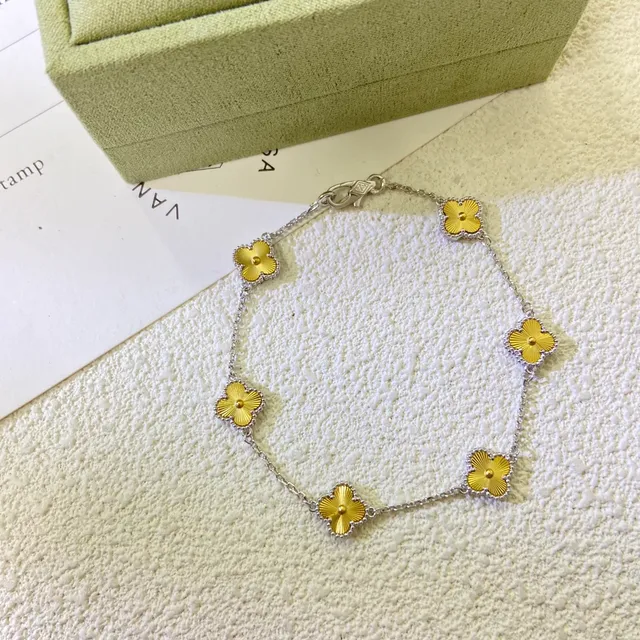 Van Cleef & Arpels Alhambra Five Motif Gold and Silver Bracelet 3