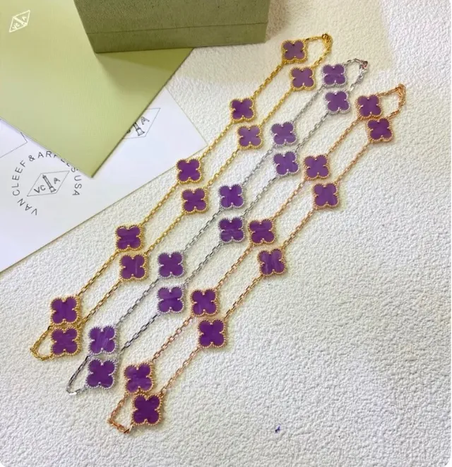 Van Cleef & Arpels Alhambra Purple Quatrefoil Gold-Tone Necklace 2