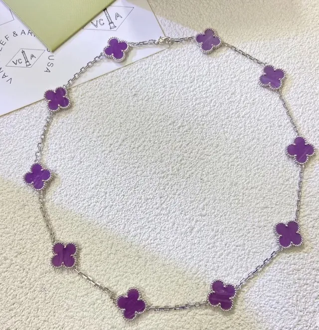 Van Cleef & Arpels Alhambra Purple Quatrefoil Gold-Tone Necklace 3