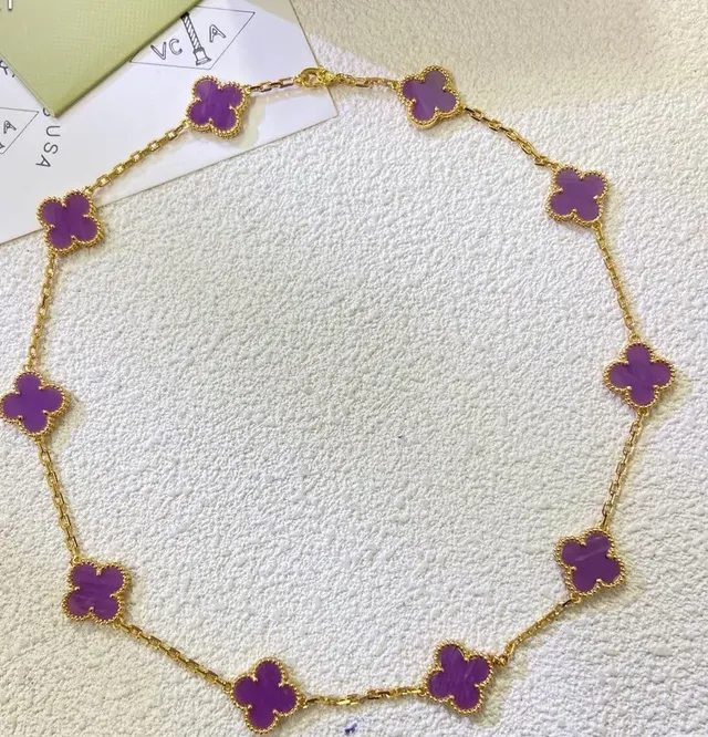 Van Cleef & Arpels Alhambra Purple Quatrefoil Gold-Tone Necklace 4