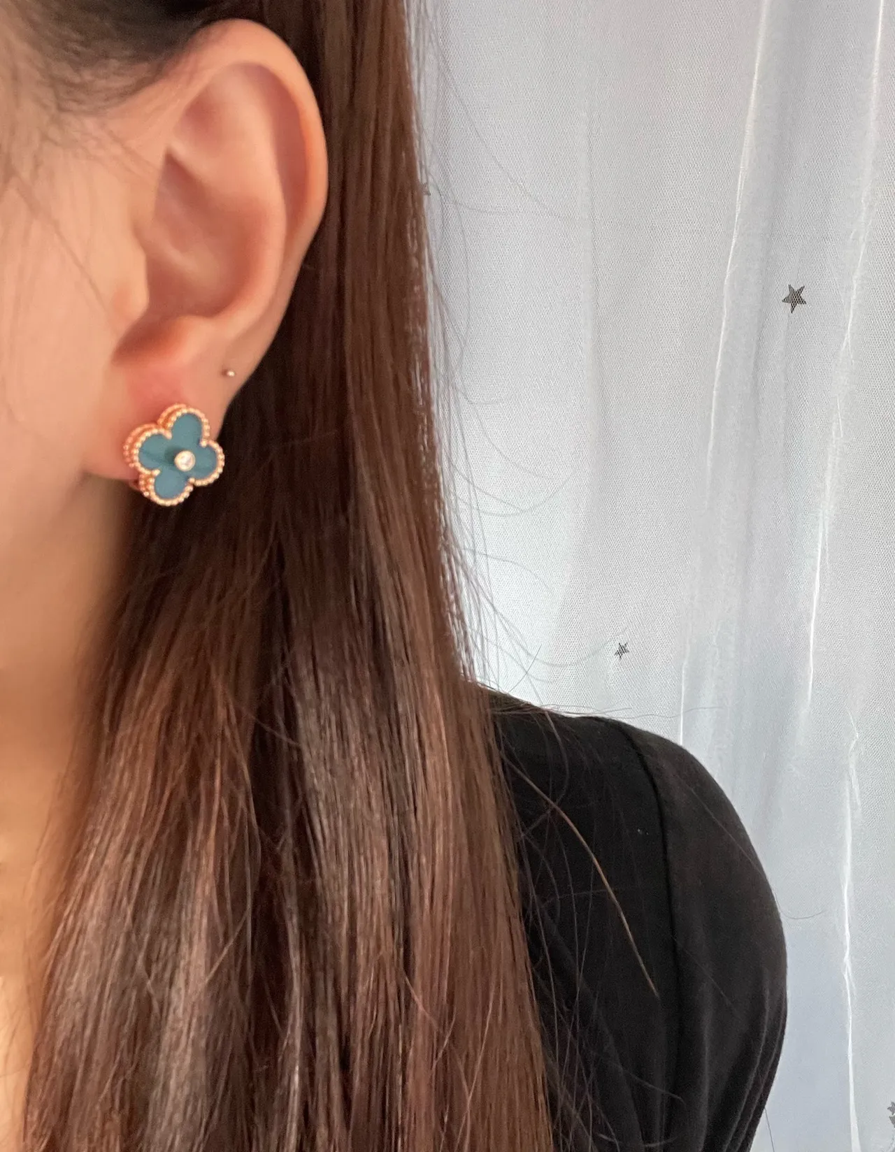 Van Cleef & Arpels Alhambra 绿松石珐琅和钻石玫瑰金耳环 9