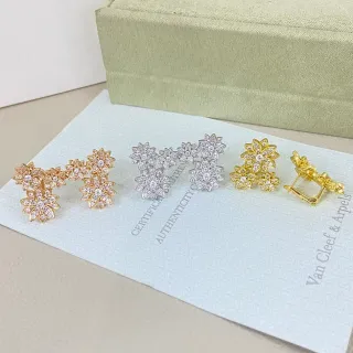 Van Cleef & Arpels Floral Pavé Stud Earrings