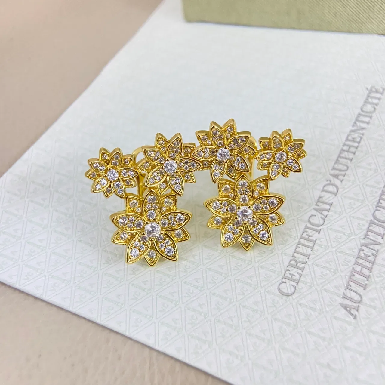 Van Cleef & Arpels Floral Pavé Stud Earrings 2