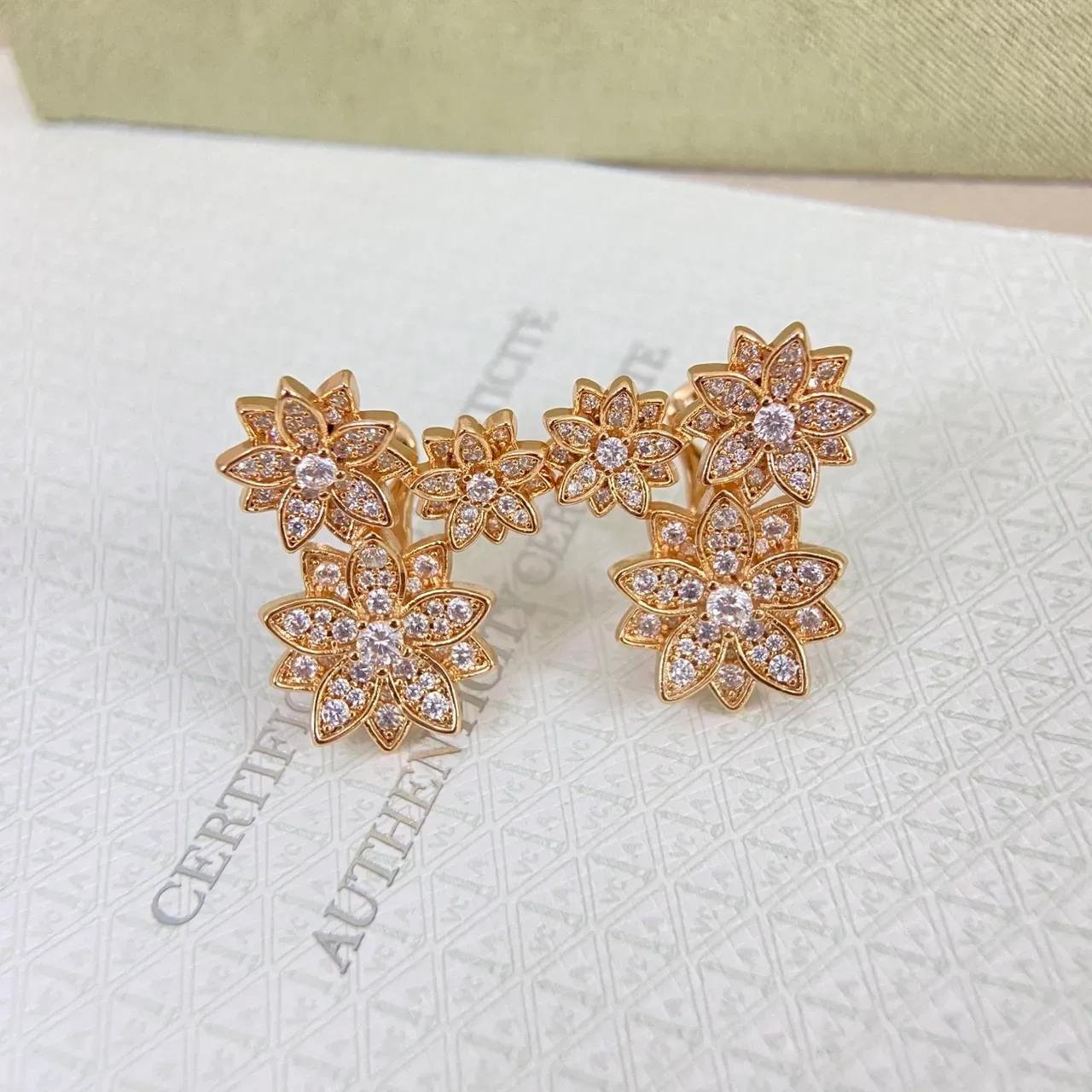 Van Cleef & Arpels Floral Pavé Stud Earrings 6