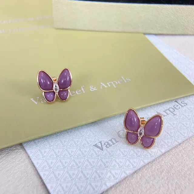 Van Cleef & Arpels Papillon Papillon Violet Cabochon Boucles d'oreilles 3
