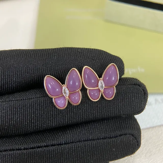 Van Cleef & Arpels Papillon Papillon Violet Cabochon Boucles d'oreilles 4