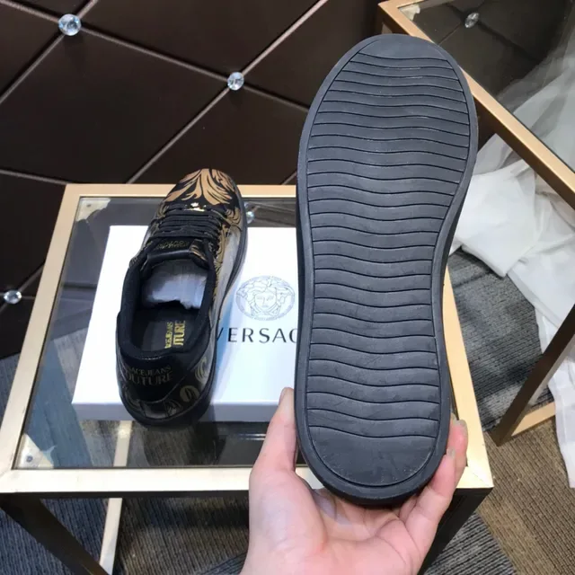 Versace Noir Or Cuir Supérieur Impression Baroque Lifestyle Sneakers 2
