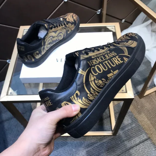 Versace Noir Or Cuir Supérieur Impression Baroque Lifestyle Sneakers 5