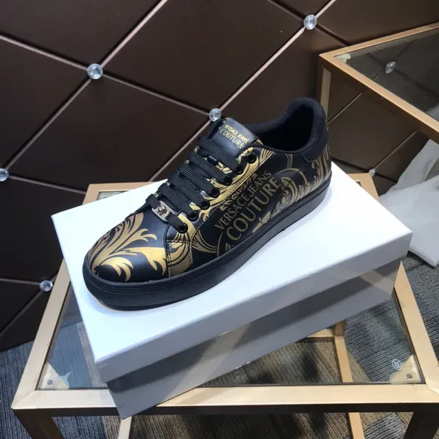 Versace Noir Or Cuir Supérieur Impression Baroque Lifestyle Sneakers 6