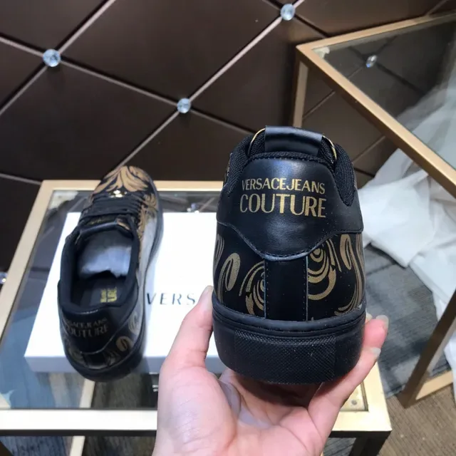 Versace Noir Or Cuir Supérieur Impression Baroque Lifestyle Sneakers 7