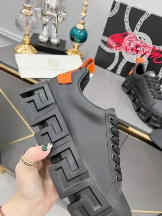 Versace Chain Reaction Black and Orange Lifestyle Sneakers 3
