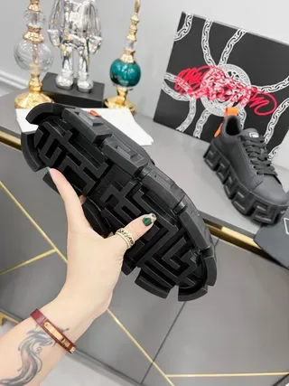 Versace Chain Reaction Black and Orange Lifestyle Sneakers 4