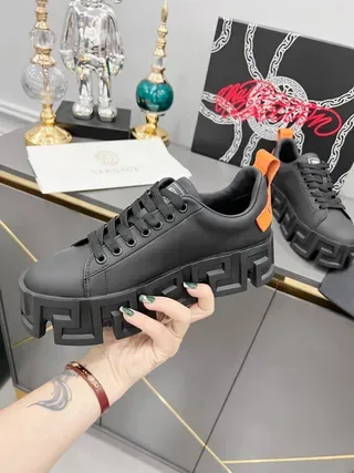 Versace Chain Reaction Black and Orange Lifestyle Sneakers 6