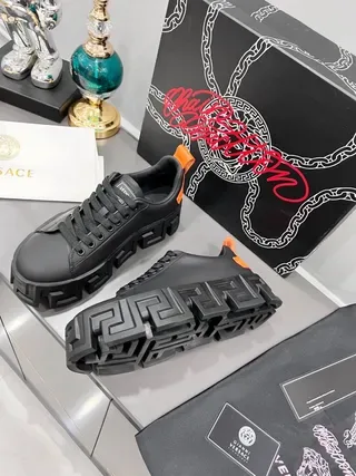 Versace Chain Reaction Black and Orange Lifestyle Sneakers 7