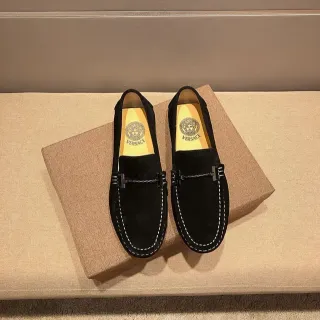 Versace Chain Reaction Black Suede Loafers
