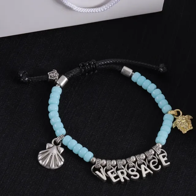Versace Chain Reaction 蓝色银色 串珠 魅力 装饰 项链 4