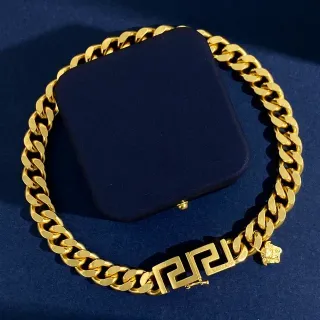 Versace 金色 海军蓝 曲环链 Greca 钥匙扣 手链
