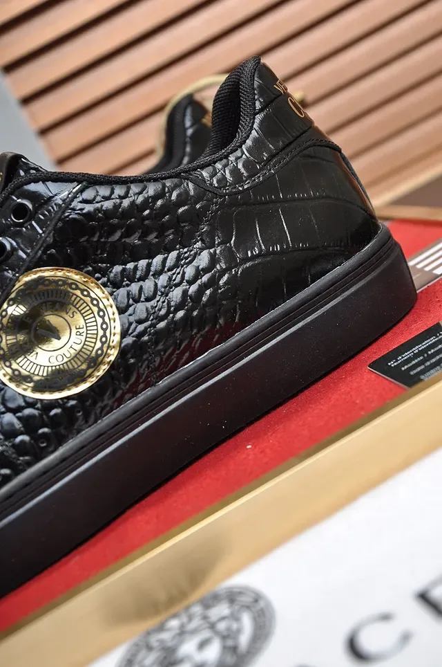 Versace Jeans Couture Black Croc-Embossed Leather Lifestyle Sneakers 2