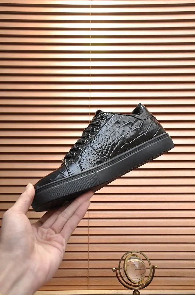 Versace Jeans Couture Black Croc-Embossed Leather Lifestyle Sneakers 6