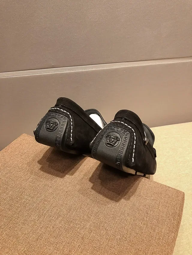 Versace Loafer Black White Suede Upper Contrast Stitching Loafer 2