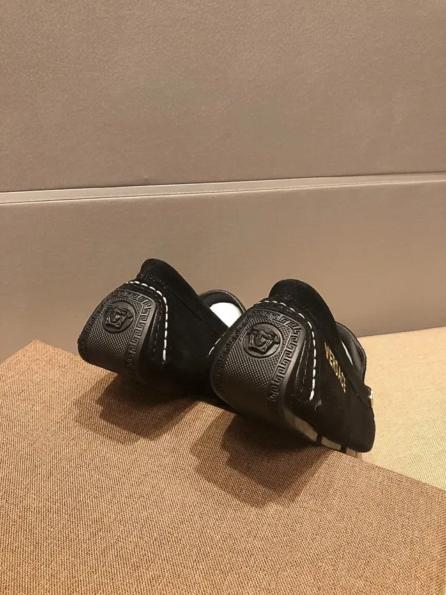 Versace Medusa Embroidered Black Suede Loafers 2