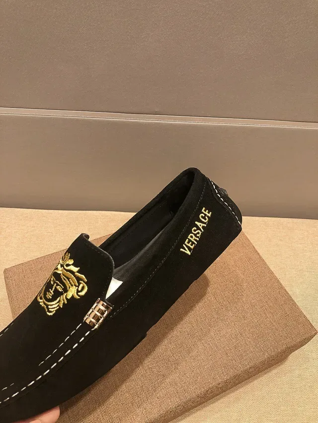 Versace Medusa Embroidered Black Suede Loafers 3