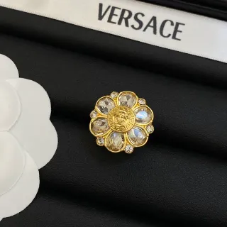Versace Medusa Flower क्रिस्टल गोल्ड-टोन ब्रोच