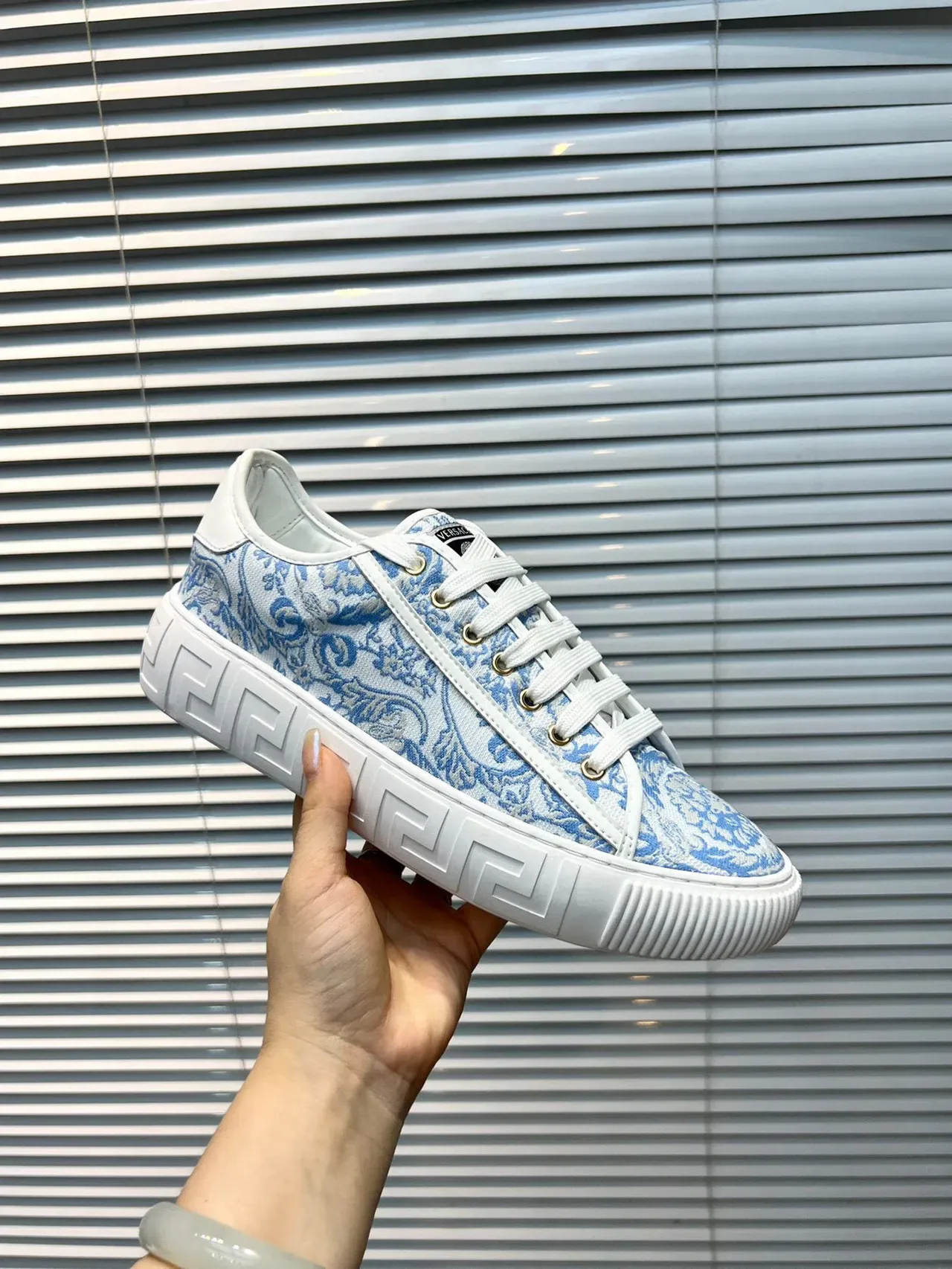 Versace Odissea Baroque Jacquard Blue White Lifestyle Sneakers 6