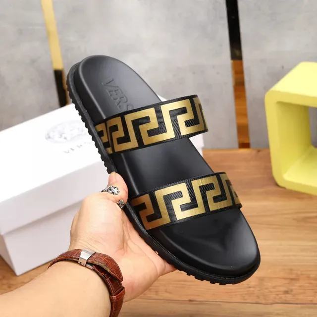 Versace Odissea Greca Black and Gold Slippers 5