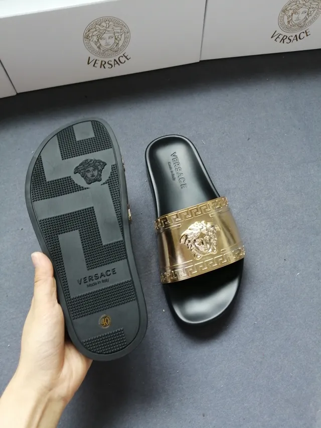 Versace Odissea Medusa সোনালি ও কালো চপ্পল 4