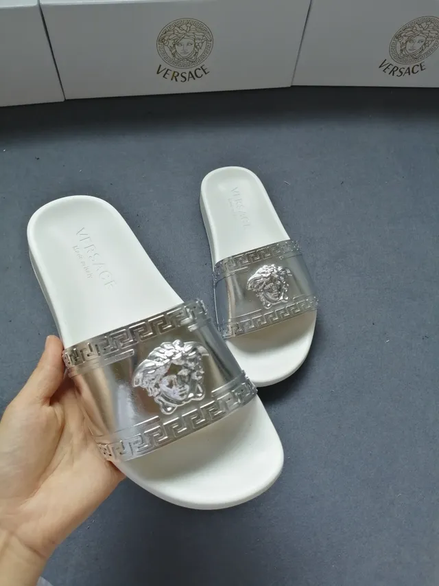 Versace Odissea Medusa Greca correa blanco zapatillas 5