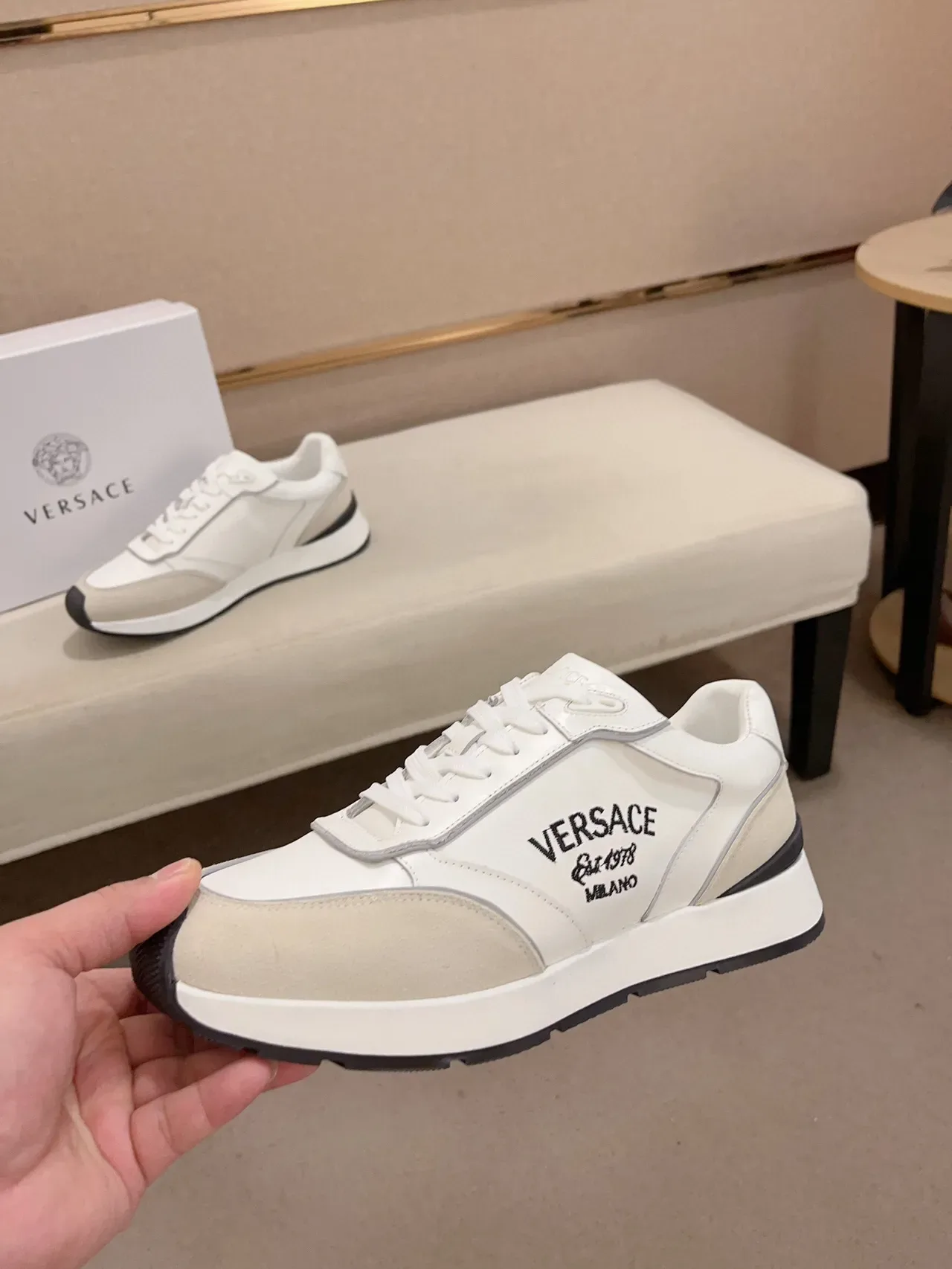Versace Odissea White and Beige Lifestyle Sneakers 3