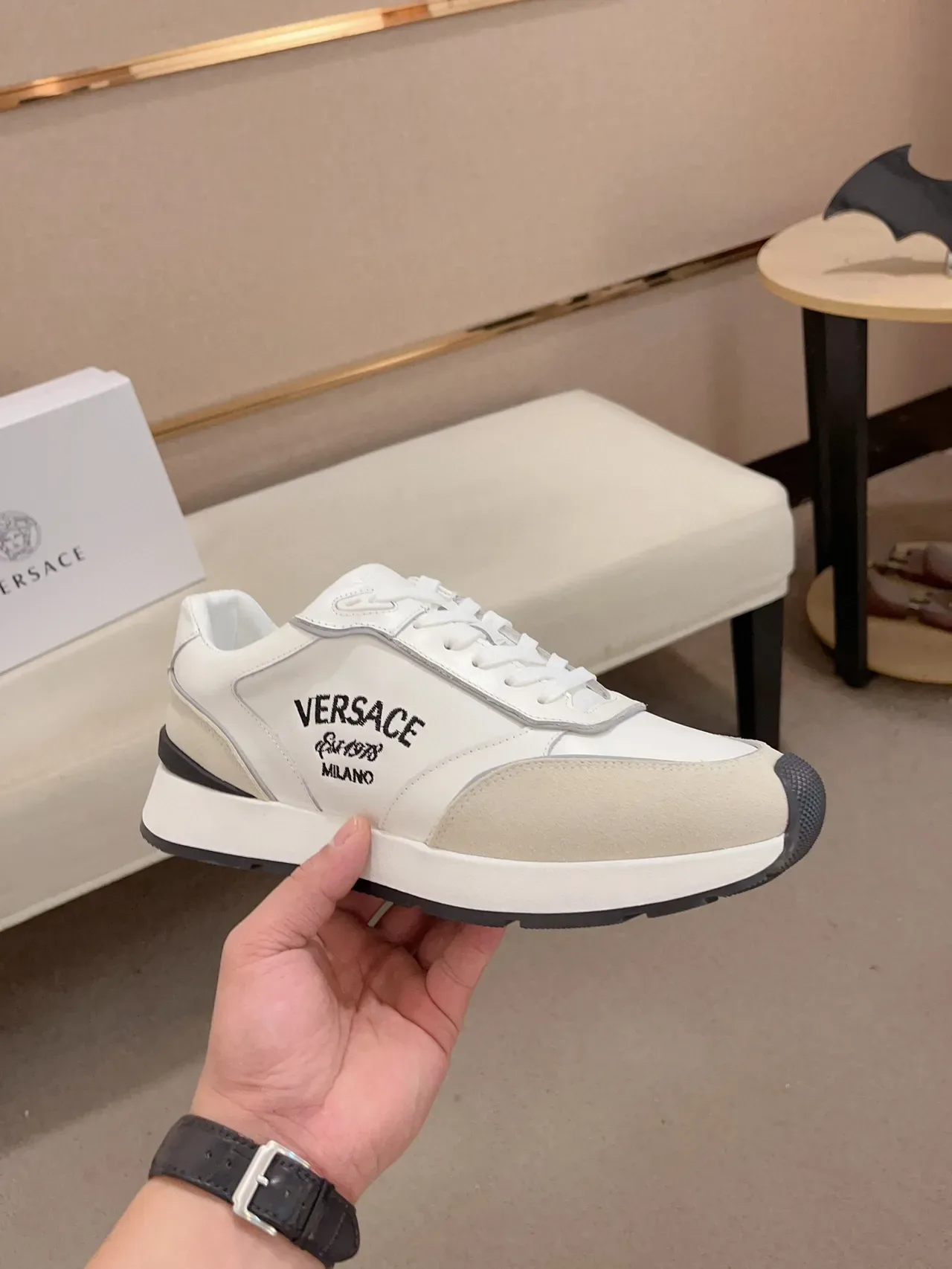 Versace Odissea White and Beige Lifestyle Sneakers 4