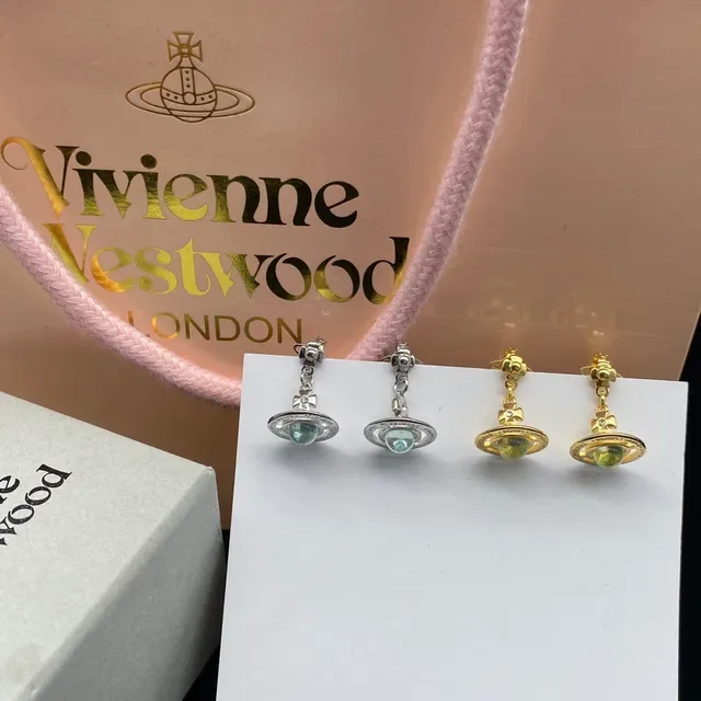 Vivienne Westwood Orb Brincos pendentes de pedra verde 2
