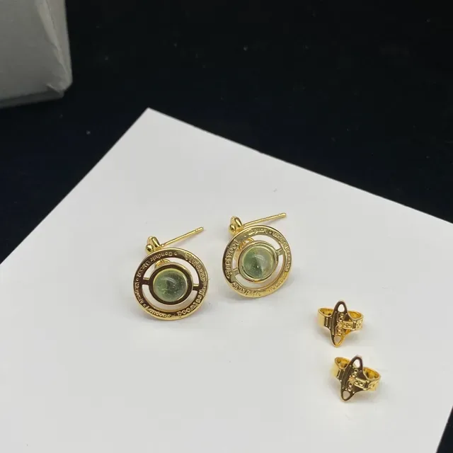 Vivienne Westwood Orb Brincos pendentes de pedra verde 3